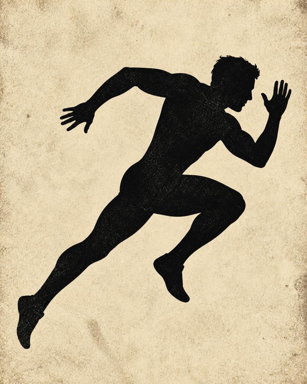 Athletic Performance — black silhouette on parchment